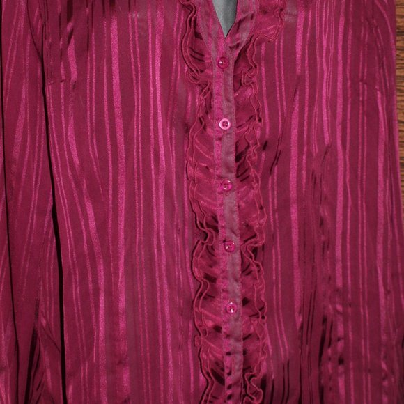 Maroon Dress SHIRT BY GEORGE DESIGNS BY MARK EISEN SIZE 16-18 USED - Picture 2 of 3